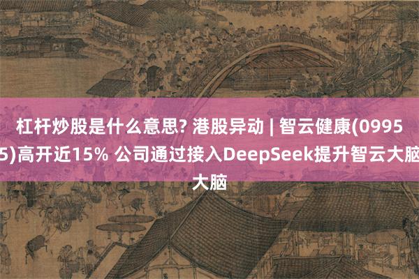 杠杆炒股是什么意思? 港股异动 | 智云健康(09955)高开近15% 公司通过接入DeepSeek提升智云大脑
