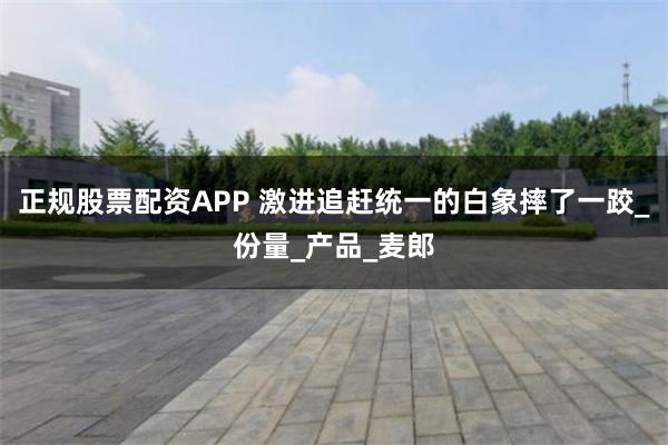 正规股票配资APP 激进追赶统一的白象摔了一跤_份量_产品_麦郎