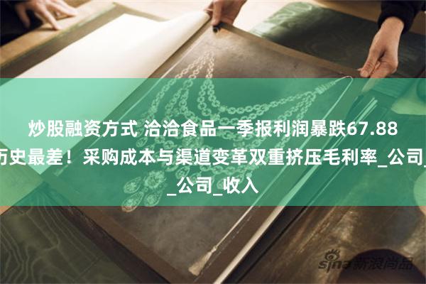 炒股融资方式 洽洽食品一季报利润暴跌67.88%创历史最差！采购成本与渠道变革双重挤压毛利率_公司_收入