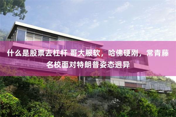 什么是股票去杠杆 哥大服软，哈佛硬刚，常青藤名校面对特朗普姿态迥异