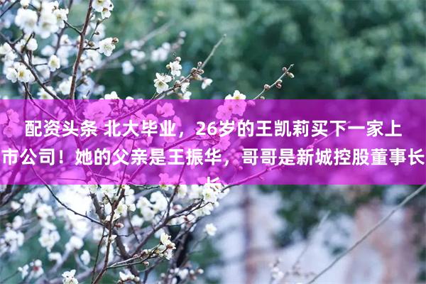 配资头条 北大毕业，26岁的王凯莉买下一家上市公司！她的父亲是王振华，哥哥是新城控股董事长